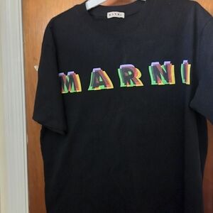 Marni Black Tee with Multicolor Logo